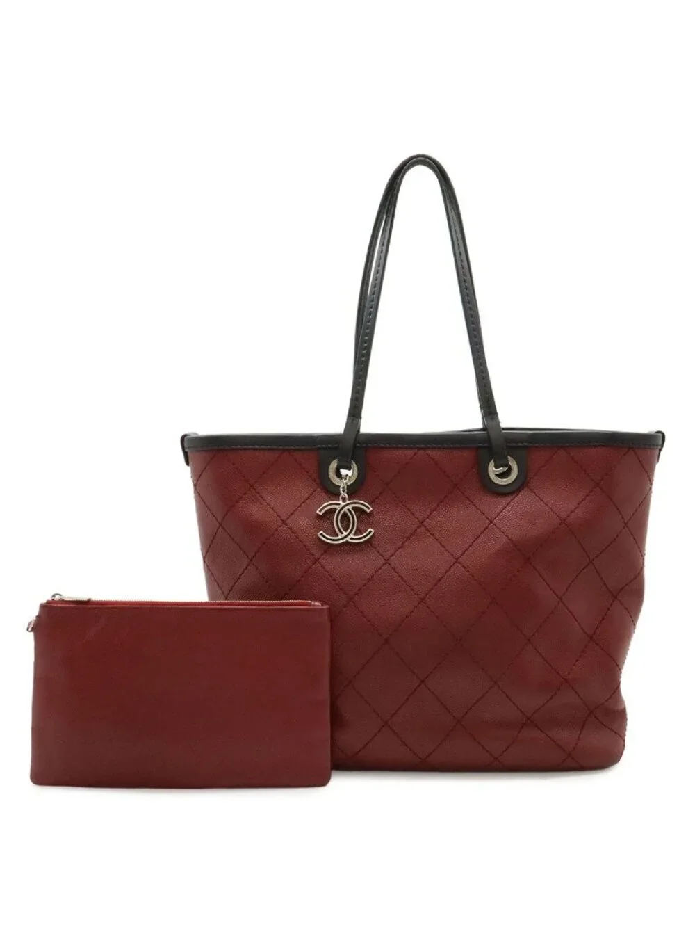 Chanel on the Road Wild Stitch CC Logo Tote Shoulder Bag Caviar Leather